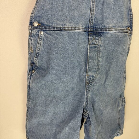 WEEKDAY Dusty Dungaree Denim Overall Shorts Blue Sz 34 NWT Baggy 90s Y2K Grunge - Picture 11 of 12